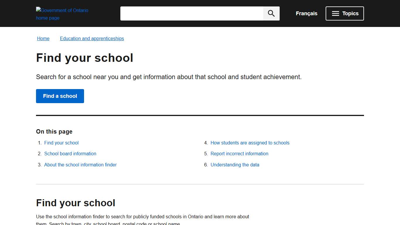 Find your school ontario.ca